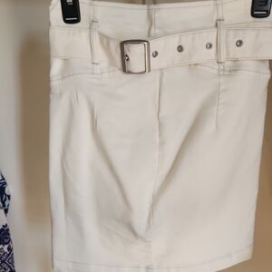 Free People Ivory Belted Mini Skirt